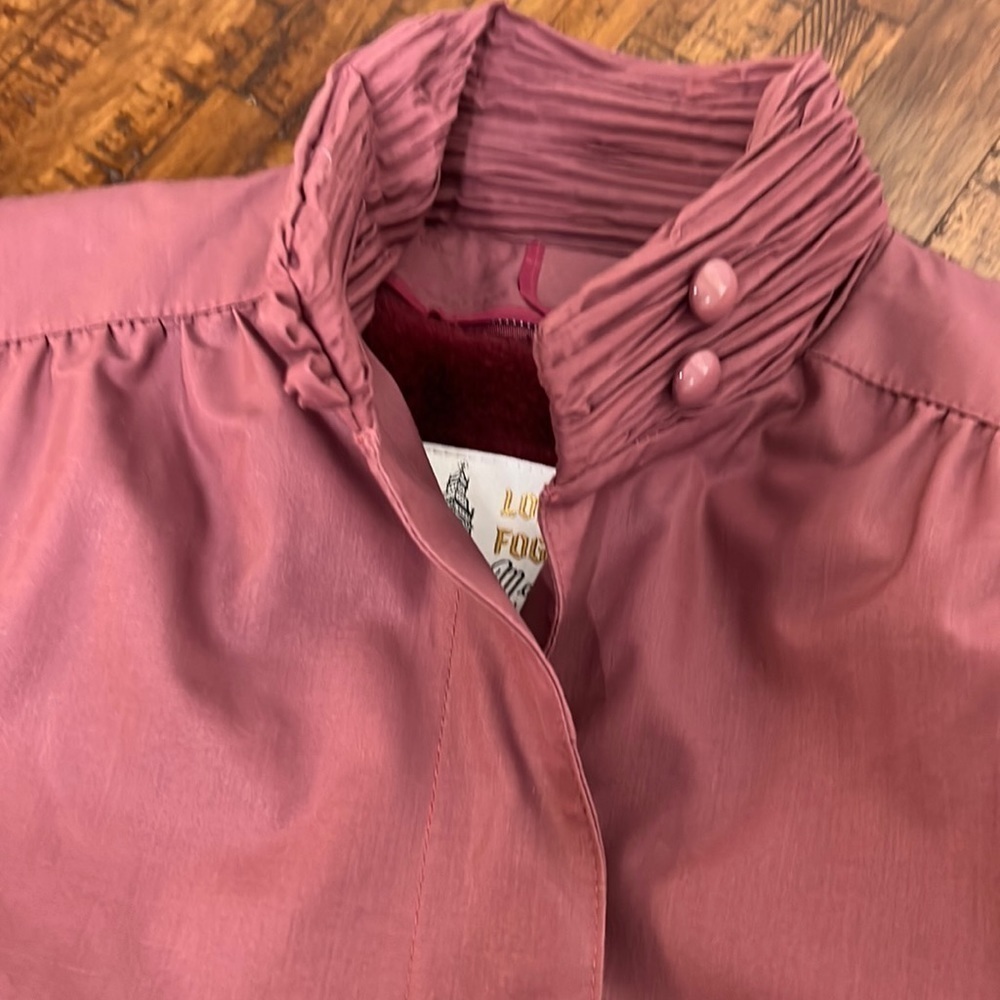 London Fog Vintage Mauve Trench Coat Belted Funnel Neck Removable Liner Sz  6 - Picture 10 of 15
